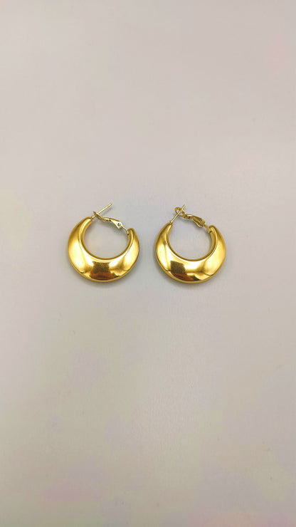 Golden Crescent Hoop Earrings