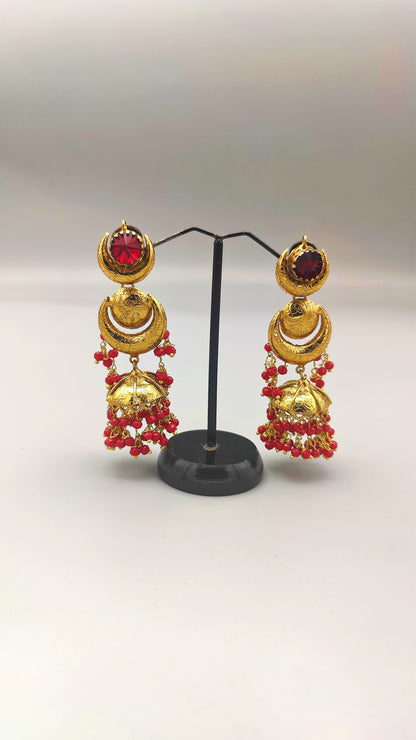 Noor Mahal Earrings (Red)